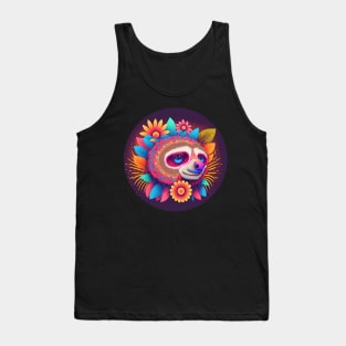 Ready for the Parade: Cute Sloth in Colorful Carnival Attir Tank Top